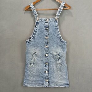 Celebrity Pink Jeans Overalls Dress Womens XS Blue Denim Stretch‎ Button Front